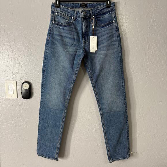 Quince Warren Stretch Slim Straight Jeans, Azure Blue, 33x34 - Picture 1 of 5